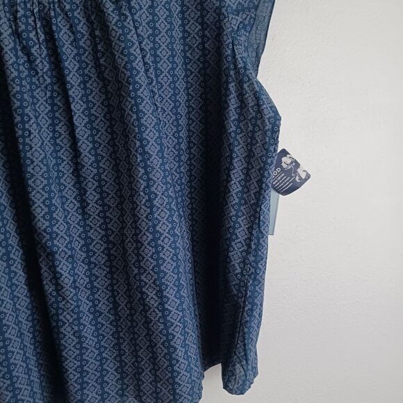 Izod short sleeve indigo yourneys blue printes blouse size 3X - Picture 8 of 8